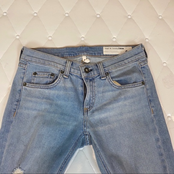 Rag & Bone Jeans • Dre Capri in Marina Step Hem Stretchy Light Wash Blue Size 24 - Picture 6 of 13